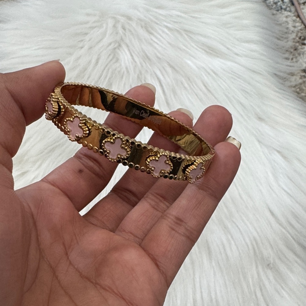 Gold and Pink Bangle Bracelet